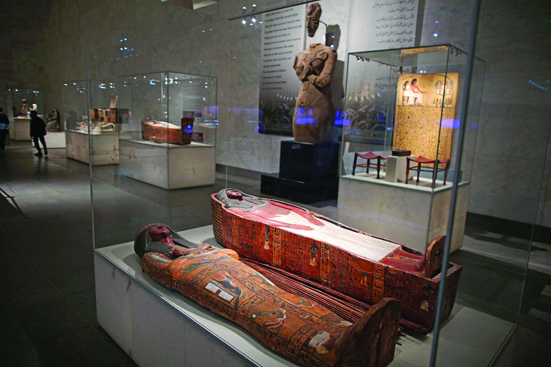 The coffin of Sennedjem the artisan is displayed at Egypt's new National Museum of Egyptian Civilization (NMEC).<br>