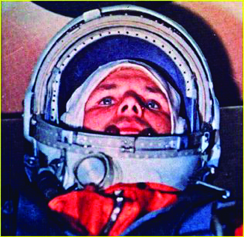 In this file photo taken on April 12, 1961 Soviet cosmonaut Yuri Alexeyevich Gagarin in the Vostok 1 command capsule.<br>