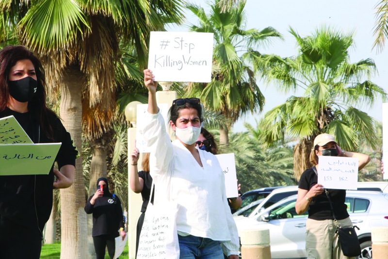 Women protest demanding more protection for females in Kuwait