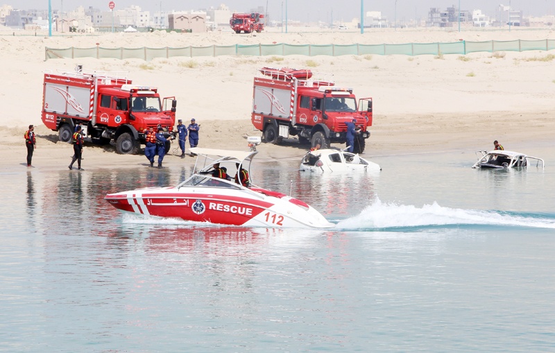 A rescue speedboat is seen during the drill. <br>