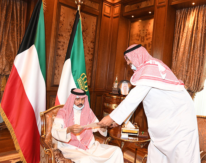 <br>His Highness the Amir Sheikh Nawaf Al-Ahmad Al-Jaber Al-Sabah accepts the Cabinet's resignation.