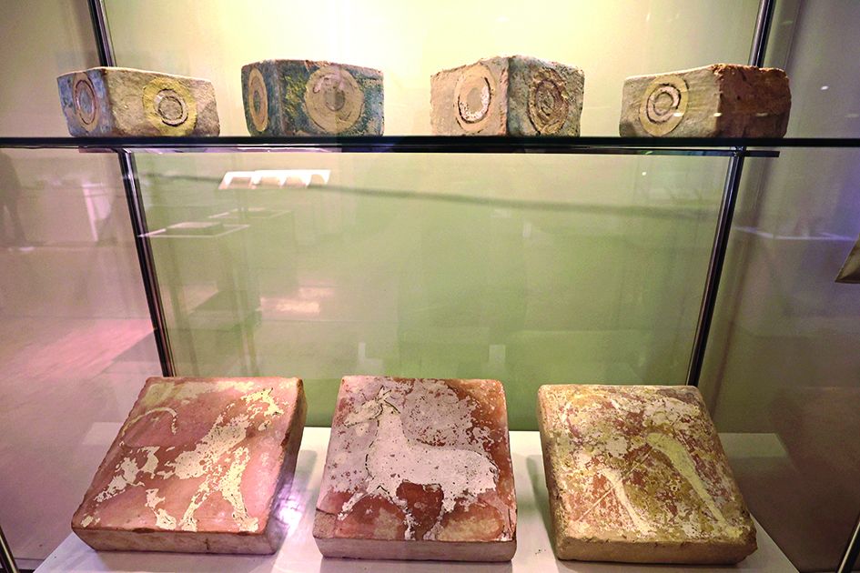 A picture shows Boukan glazed bricks repatriated from Switzerland on display.