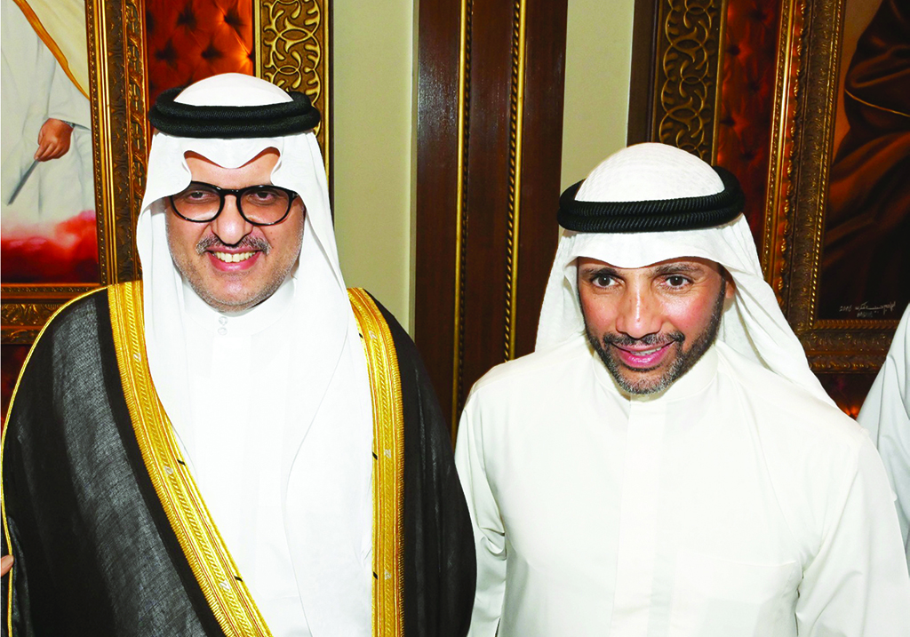 Marzouq Al-Ghanem with Saudi Ambassador to Kuwait Prince Sultan bin Saad bin Khaled Al-Saud.