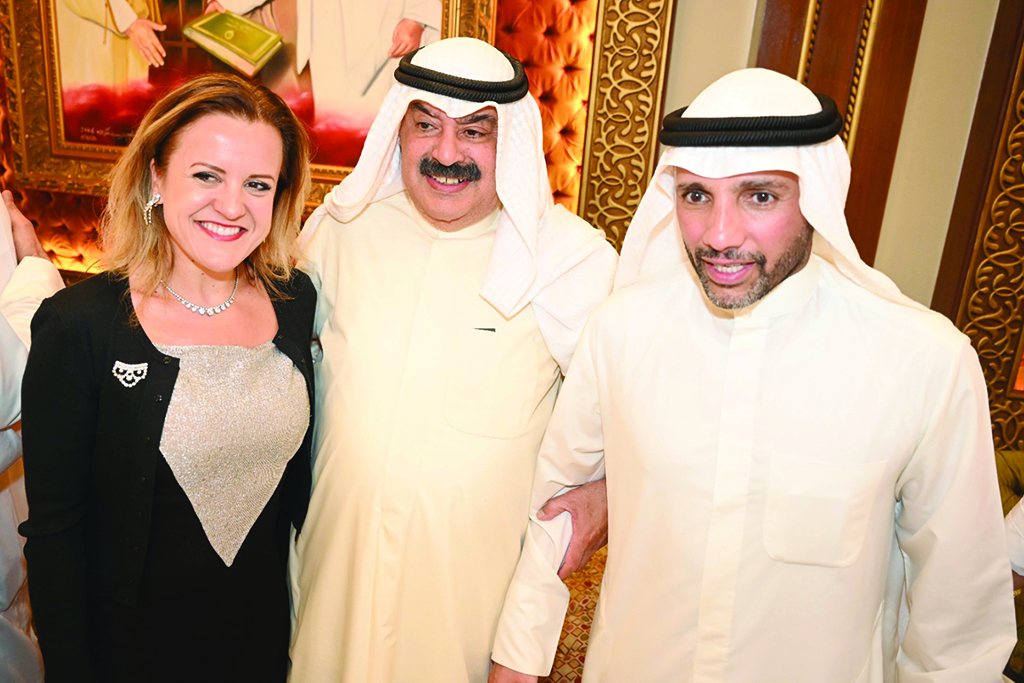 Marzouq Al-Ghanem with French Ambassador to Kuwait Claire Le Flecher and former Deputy Foreign Minister Khaled Al-Jarallah.