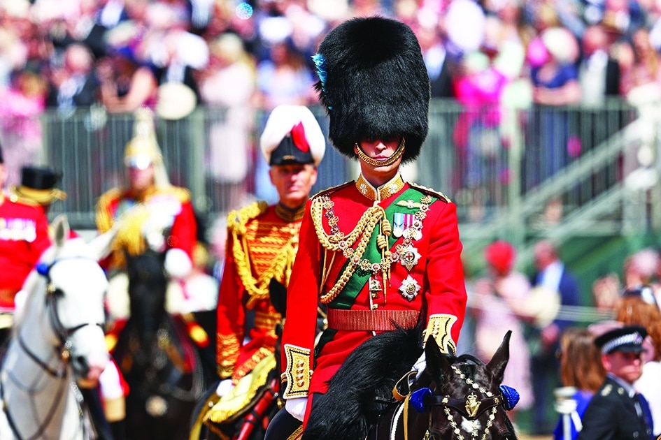 Britain's Prince Charles, Prince of Wales, in his role as Colonel of the Welsh Guards, takes part in the Queen's Birthday Parade.