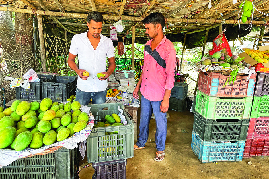 In this picture vendors wait for customers at stood a roadside stall in Malihabad.