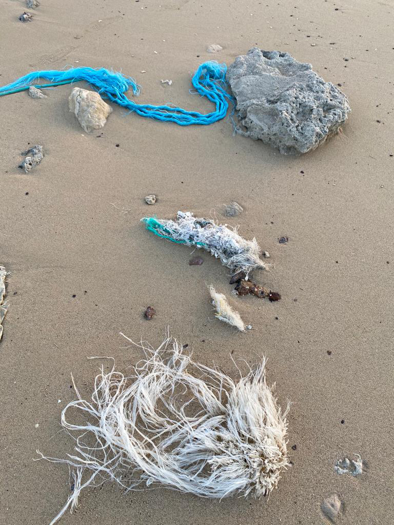 This photo provided by Jenan Bahzad shows plastic waste on the beach.