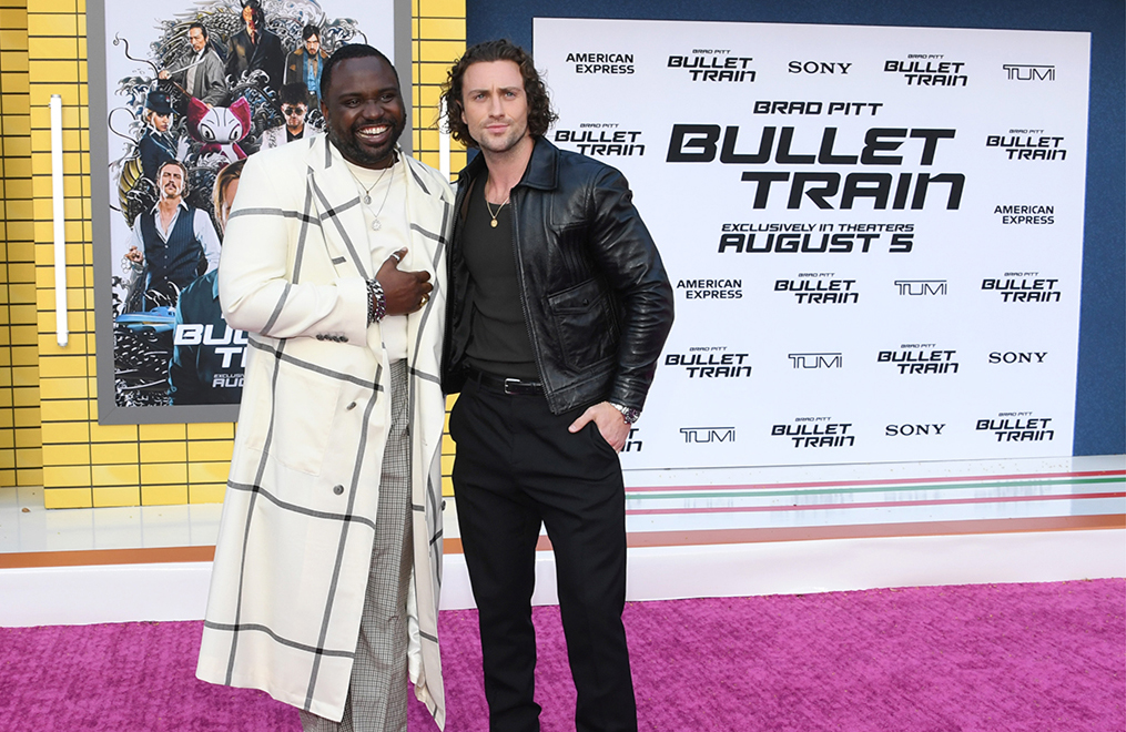 (From left ) Brian Tyree Henry and Aaron Taylor-Johnson attend the Los Angeles Premiere Of Columbia Pictures' 