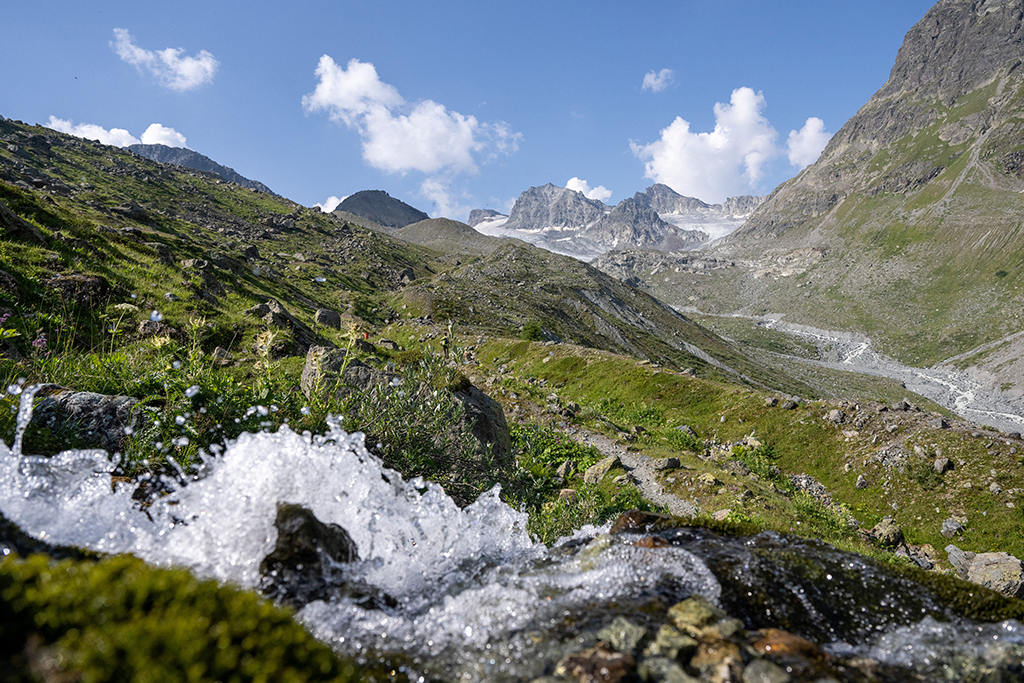 A photo shows the Jamtal or Jamtalferner Glacier near Galtuer, Tyrol, Austria.