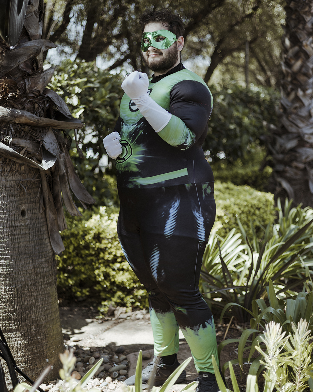 South African cosplayer Alec Papavarnavas, 23, poses for a portrait while dressed as the Green Lantern character at the 2022 Comic Con Africa.