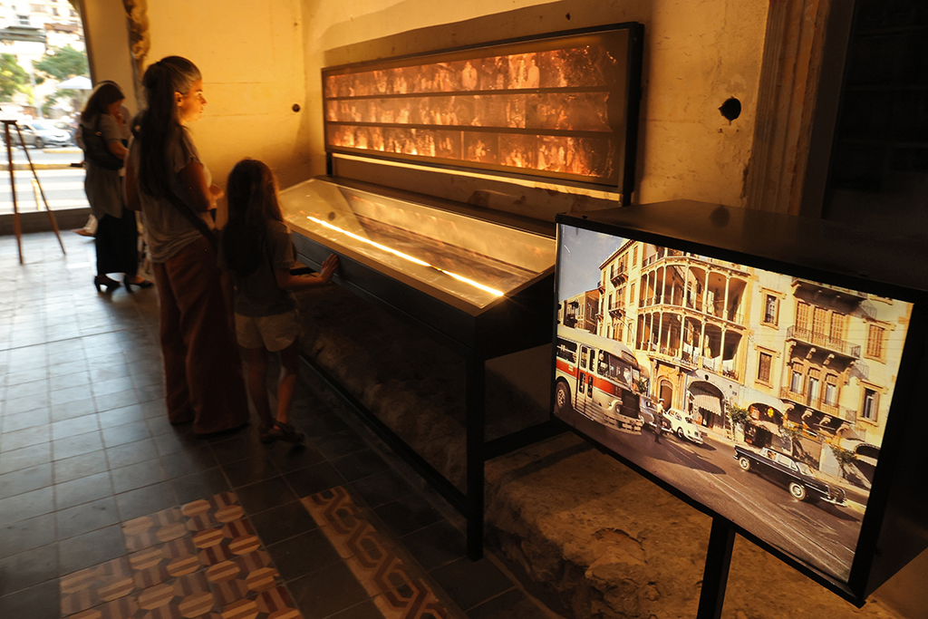 People visit an exhibition titled 'Allo, Beirut'
