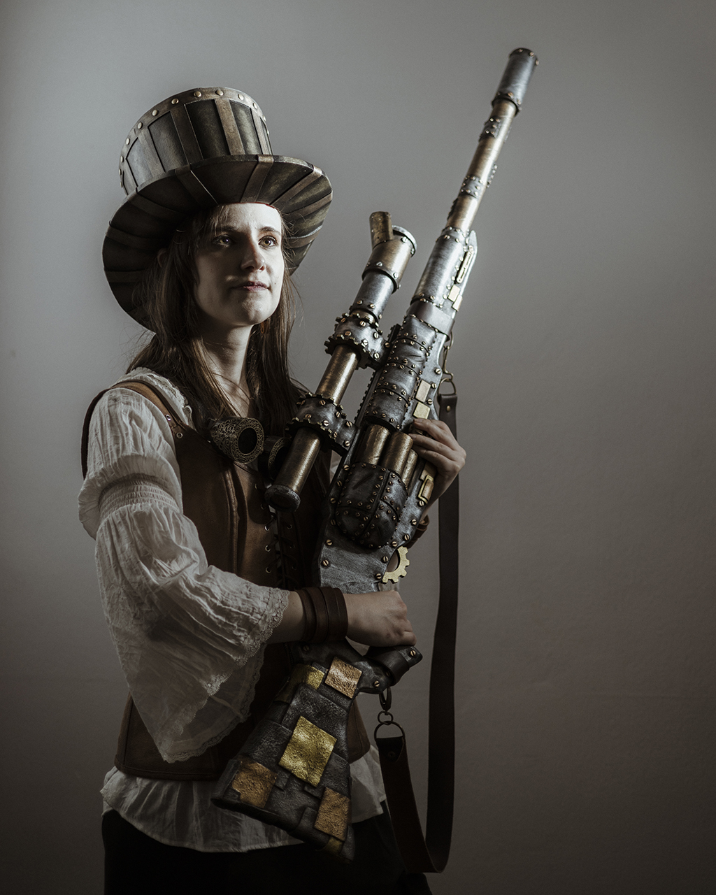 South African cosplayer Danika Saayman, 23, poses for a portrait while dressed as a character from Steampunk, a subgenre of science fiction.