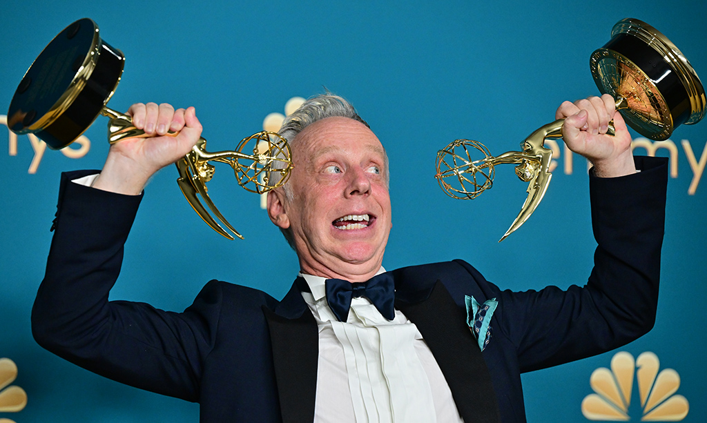 US director and writer Mike White poses with the Emmy for Outstanding Limited or Anthology Series or Movie for