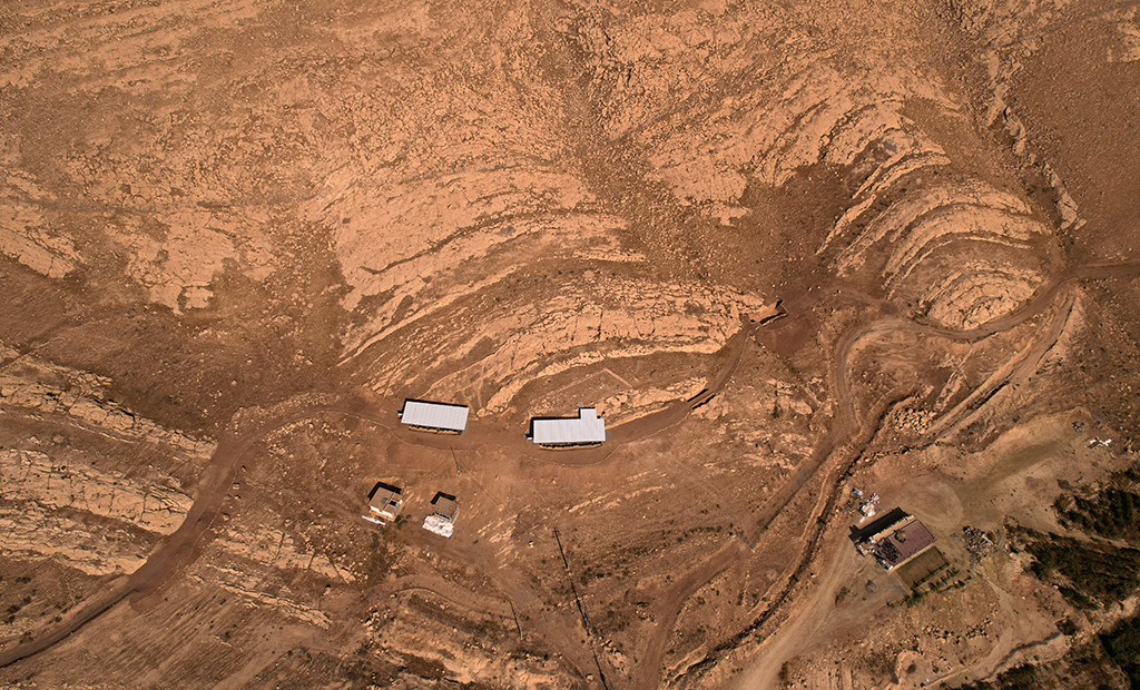 An aerial picture shows a view of an ancient irrigation canal dating back to Assyrian times, in the archaeological site of Faydeh (Faida).