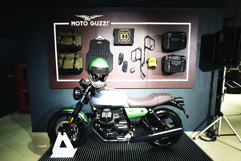 Motorcycle accessories on display
