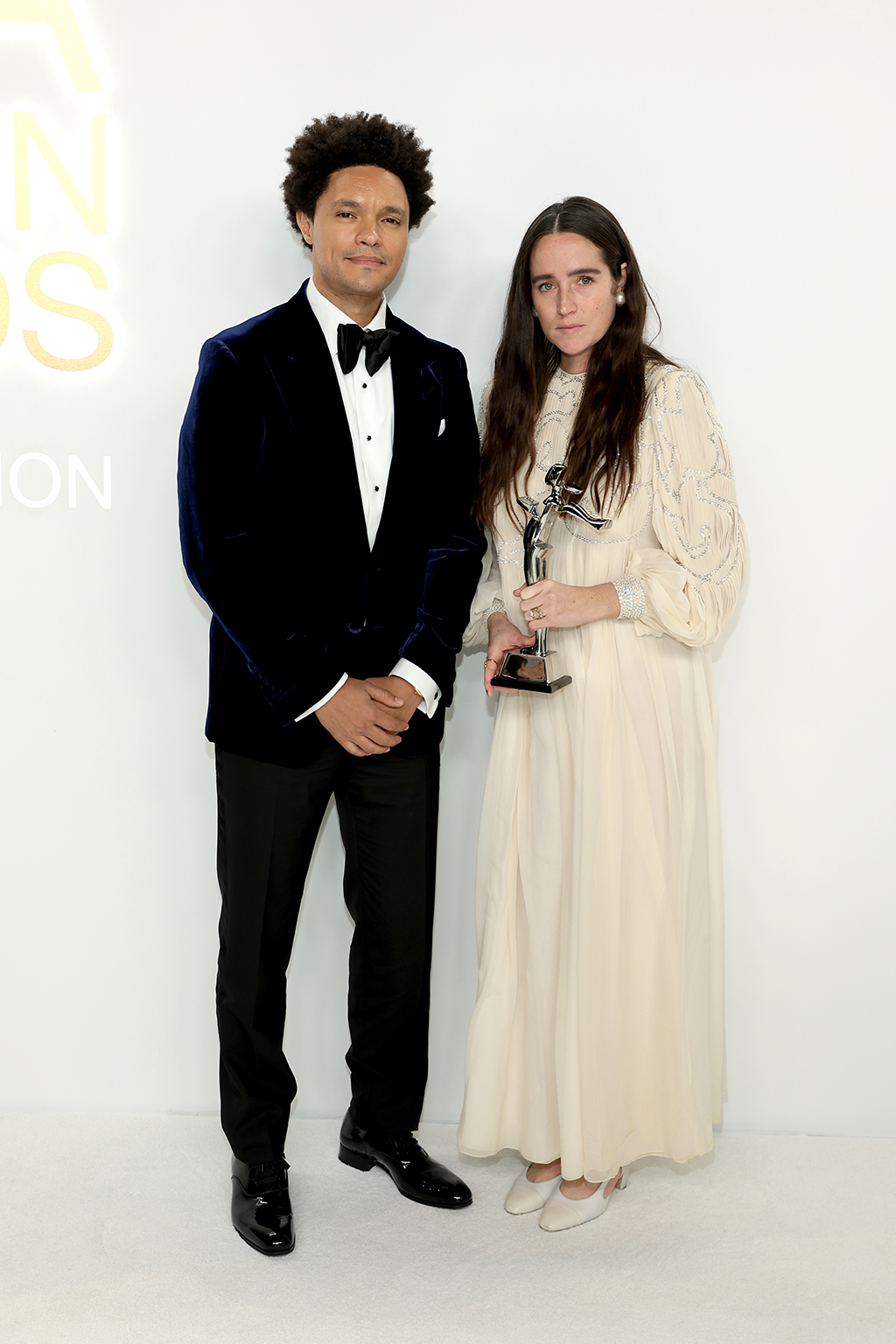 Trevor Noah and Emily Bode Aujla attend the CFDA Fashion Awards.