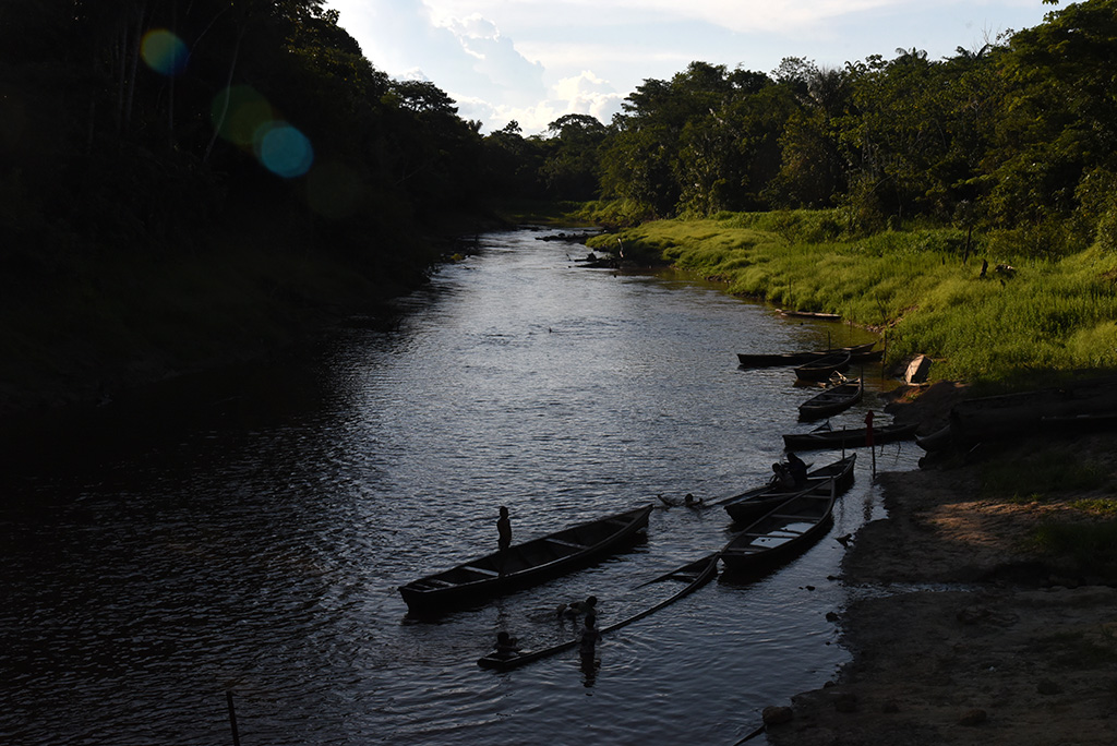 View of the Amacayacu river at the Colombian Amazonia in San Martin de Amacayacu, Colombia.
