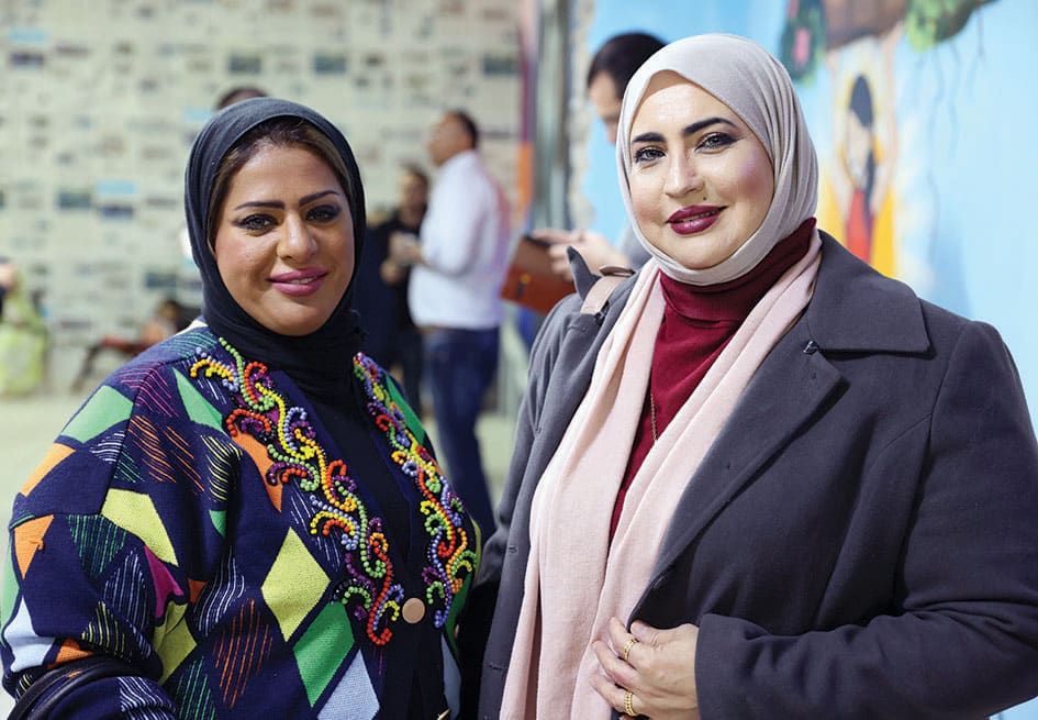 Photo shows two of the juries Amal Nasser Al-Jufaira (right) and Rania Al-Rashed (left) during the event