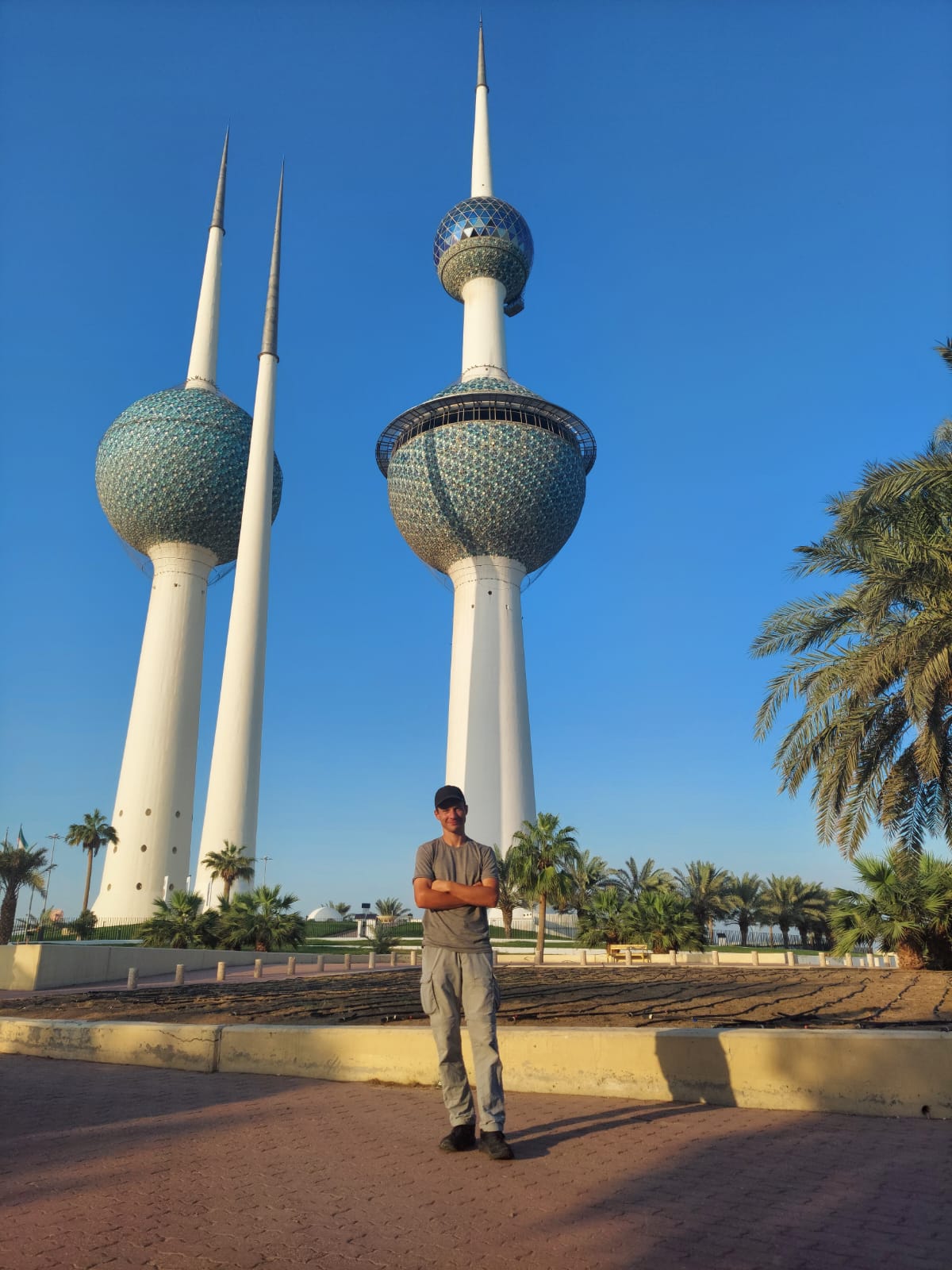 Dustin in front of Kuwait Towers<br>