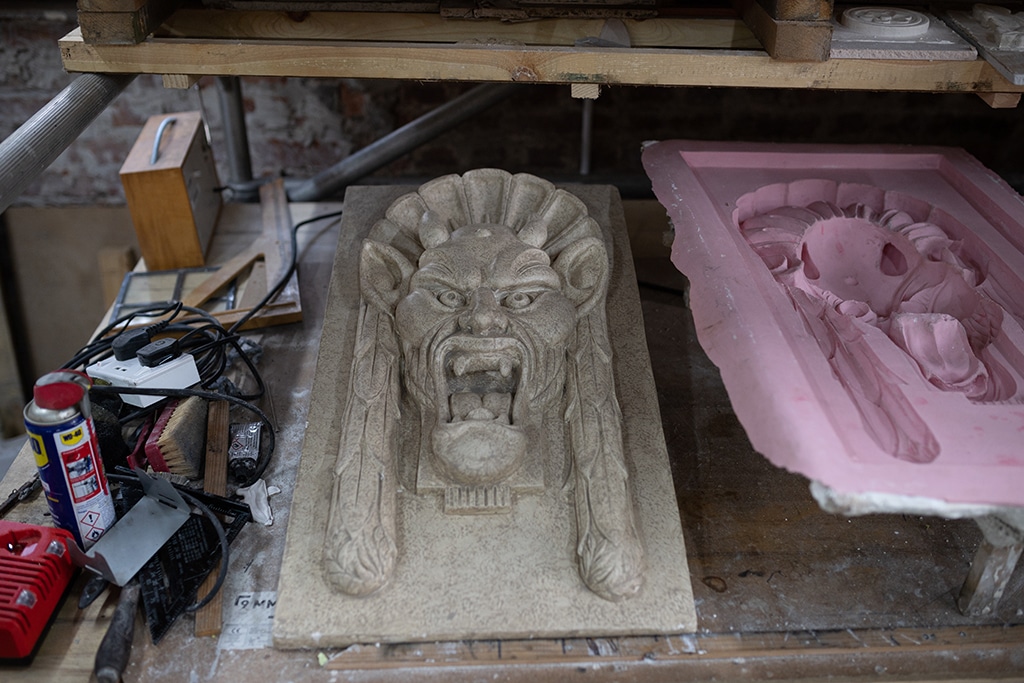 A newly-created cast that will replace the water damaged original in Hopwood Hall.