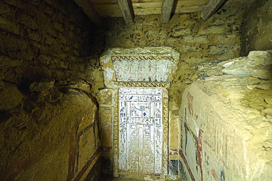 A picture shows a view inside the recently discovered tomb at the Saqqara archaeological site, south of Cairo.