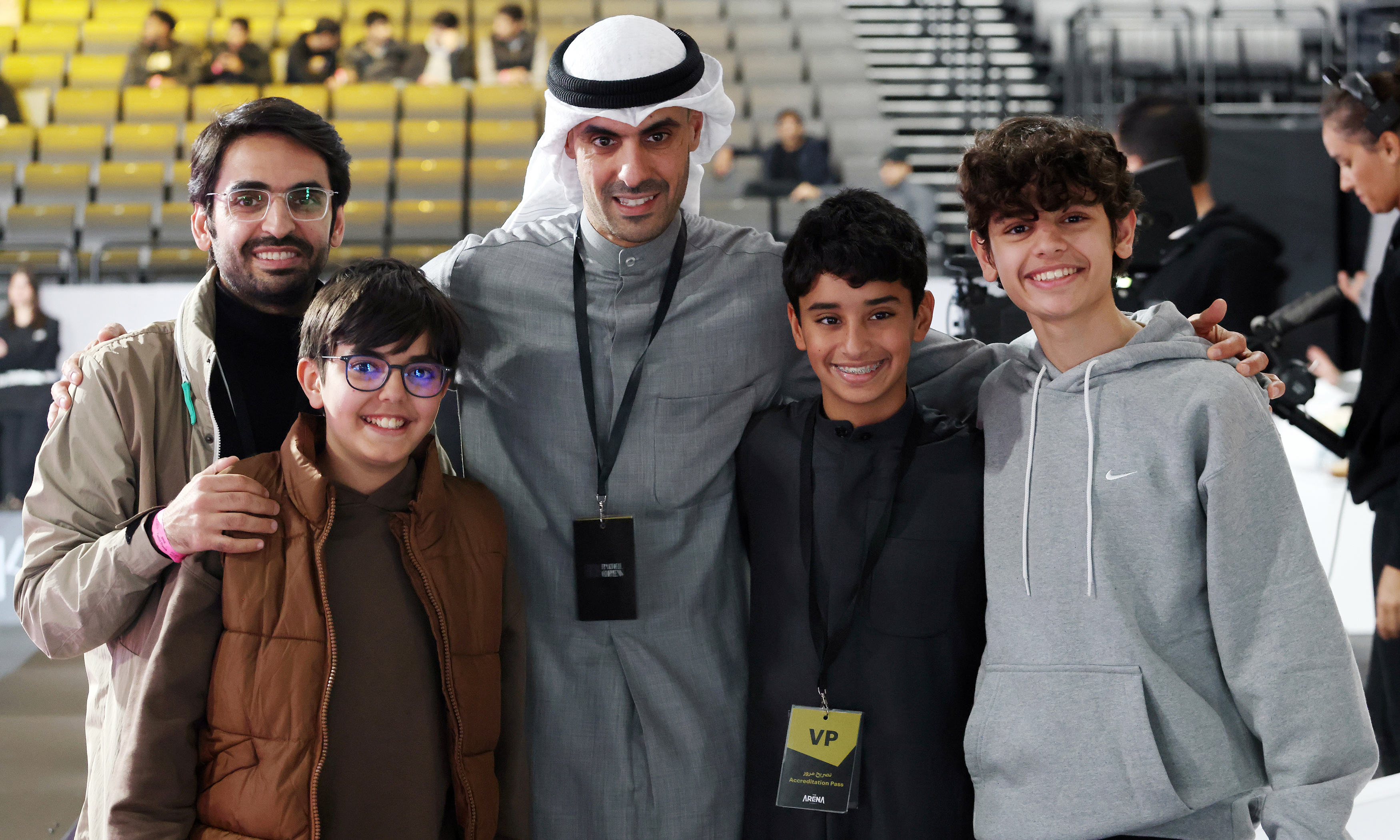 Bader Al-Kharafi (center) and his son Nasser with Abdullah Bouftin and his sons Abdulrahman and Ahmed