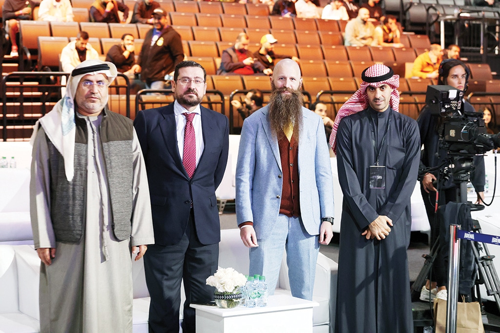 Bader Al-Kharafi (right) with UAE Ambassador Matar Al-Neyadi, Spanish Ambassador Miguel Aguilar and US Charge d’Affaires James Holtsnider.