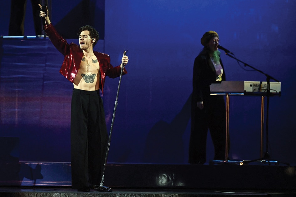 British singer Harry Styles performs on stage during BRIT Awards 2023 ceremony and live show in London.