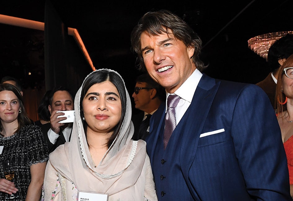 Pakistani activist Malala Yousafzai (left) and US actor Tom Cruise.