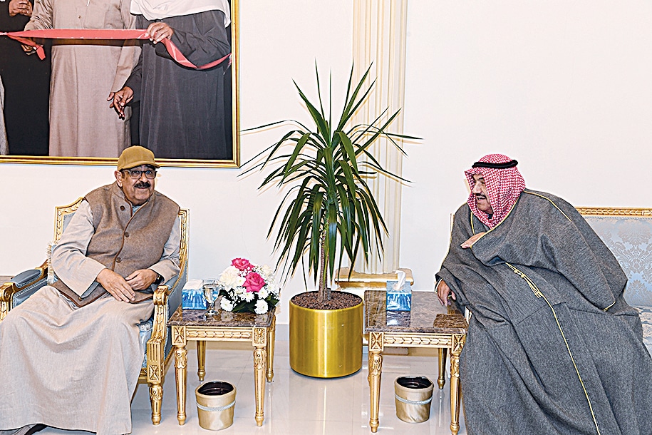 His Highness the Crown Prince Sheikh Mishal Al-Ahmad Al-Jaber Al-Sabah with former Prime Minister HH Sheikh <br>Nasser Al-Mohammed Al-Sabah.