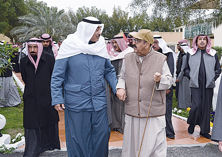 His Highness the Crown Prince Sheikh Mishal Al-Ahmad Al-Jaber Al-Sabah with former Prime Minister HH Sheikh Sabah Al-Khaled Al-Sabah.