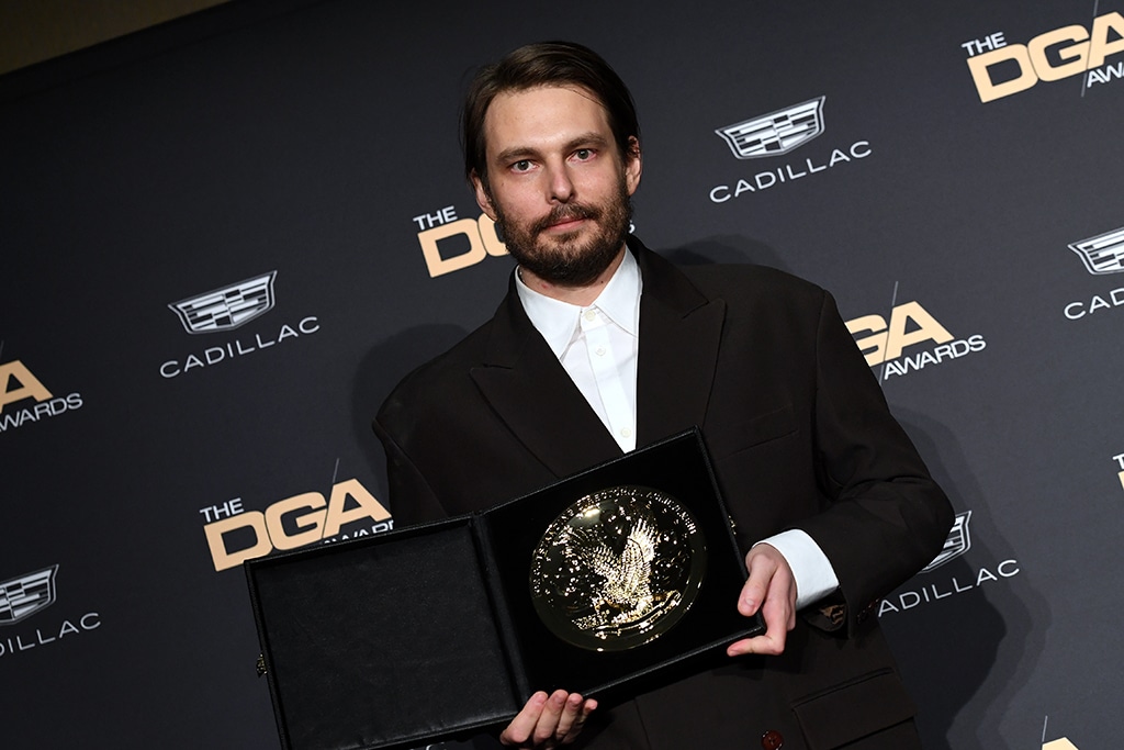 US actor and filmmaker Sam Levinson poses with the Outstanding Directorial Achievement in Dramatic Series award for 