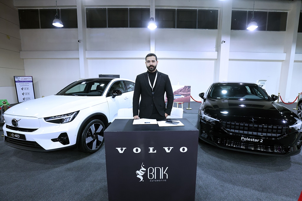 Muhammed Aslan at Volvo and BNK Automotive booth.