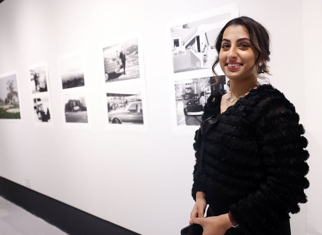 Kuwaiti artist Mariam Al-Ghanim at 'Speculative Horizons' exhibition.