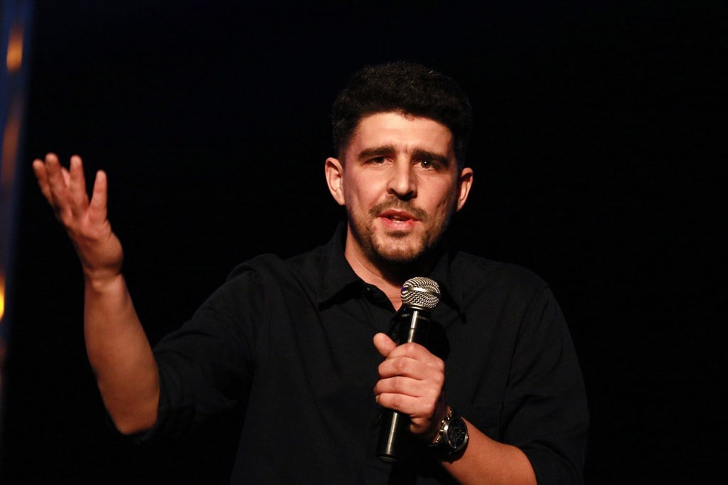 Yusef Bataineh, a graduate of the Amman Comedy Club (ACC), performs on stage at the Al-Shams theatre in Amman.