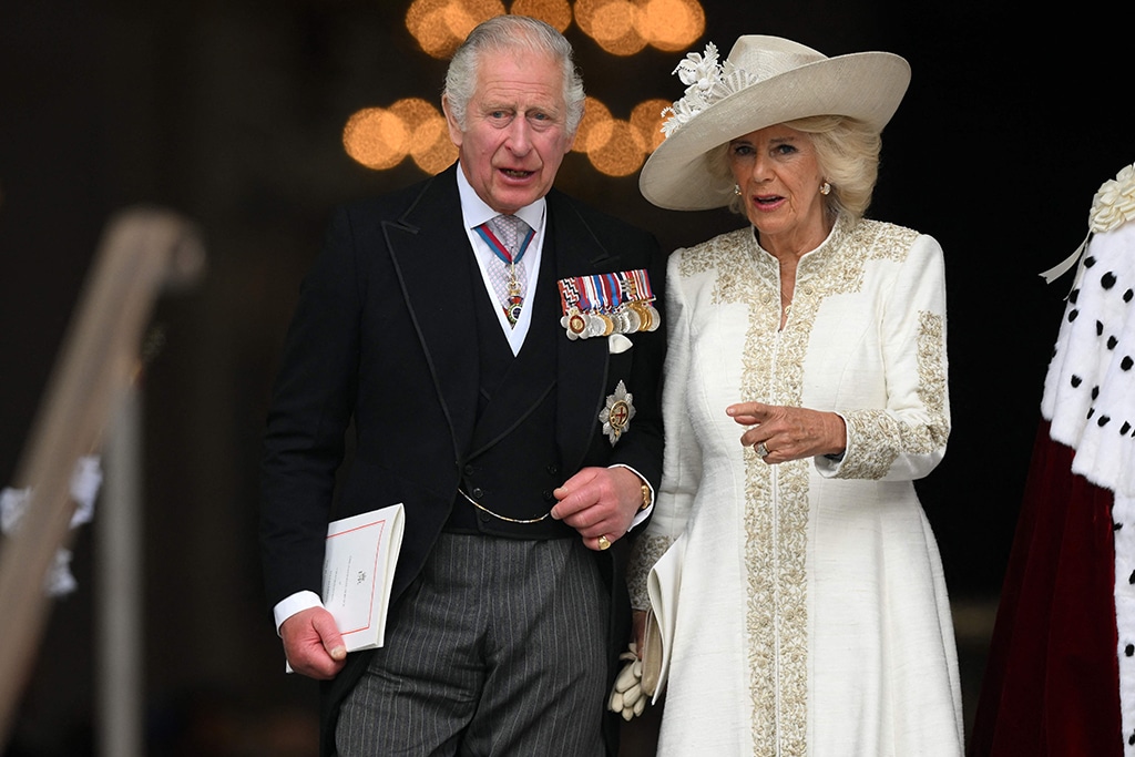 In this file photo taken on June 3, 2022 Britain's Prince Charles, Prince of Wales (left) and Britain's Camilla, Duchess of Cornwall (right) leave after attending the National Service of Thanksgiving for The Queen's reign at Saint Paul's Cathedral in London.