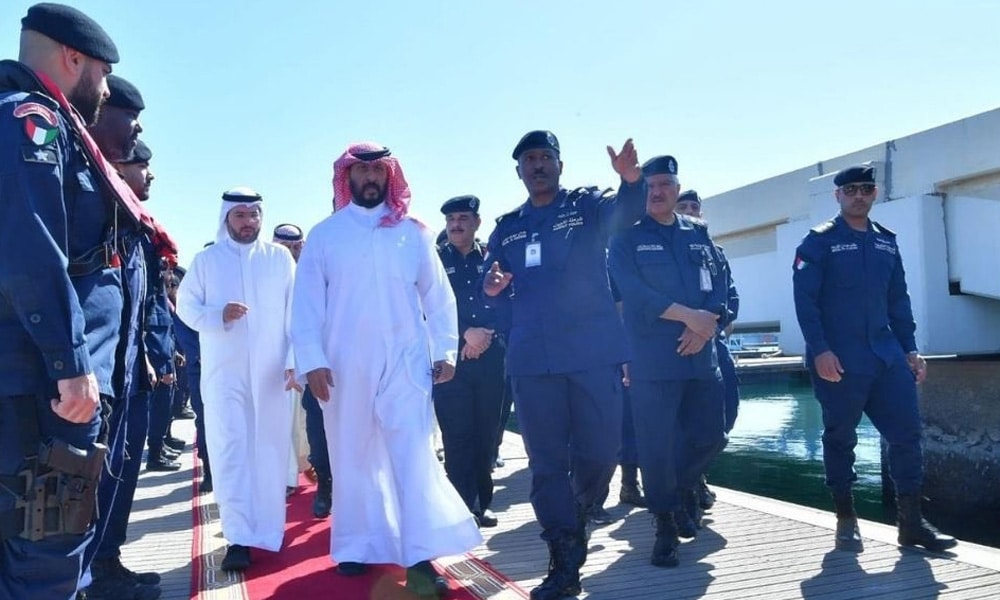 First Deputy Prime Minister, Minister of Interior and Acting Minister of Defense Sheikh Talal Khaled Al-Ahmad Al-Sabah during visiting to Sabah Al Ahmad Coast Guard Base
