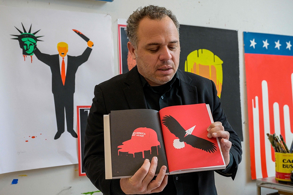Cuban American artist and illustrator Edel Rodriguez shows his illustrations created during the Trump administration.