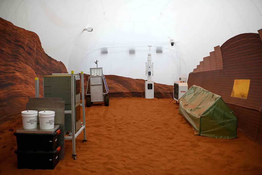 A simulated Mars exterior portion of the CHAPEA’s Mars Dune Alpha.