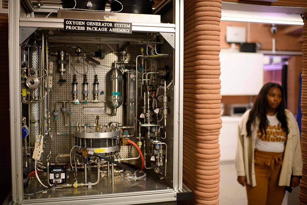 The oxygen generator system inside of CHAPEA’s Mars Dune Alpha.