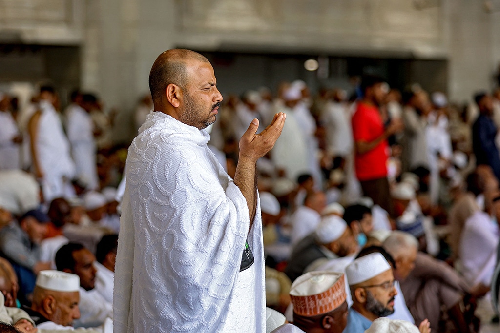 A Muslim worshipper prays at the Grand Mosque in the holy city of Mecca during the fourth Friday Noon prayers in the holy month of Ramadan.