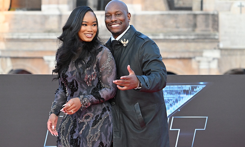 US actor Tyrese Gibson and his partner Zelie Timothy arrive for the Premiere of the film 'Fast X'.
