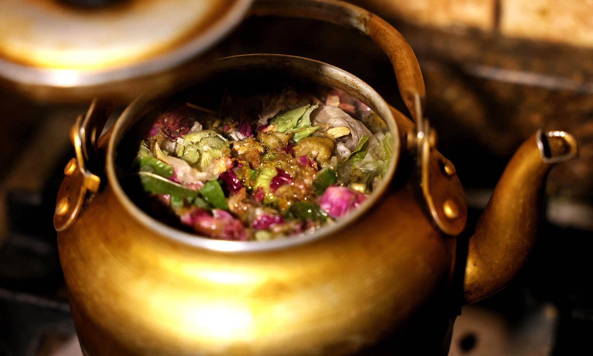 Dried Damascena (Damask) rosebuds are used to make herbal tea, at a house in Byblos.