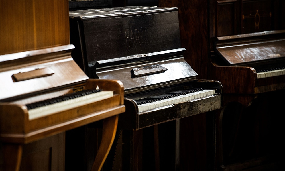 Pianos are pictured at the Painodrome.