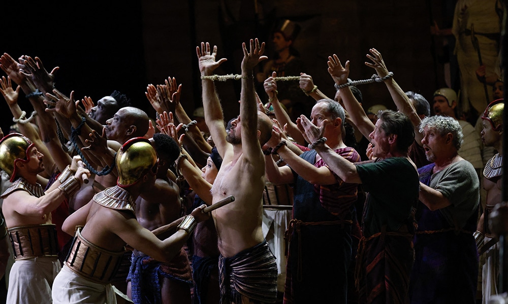 Actors perform during the final performance of Giuseppe Verdi's 'Aida' at the Metropolitan Opera House in Lincoln Center.