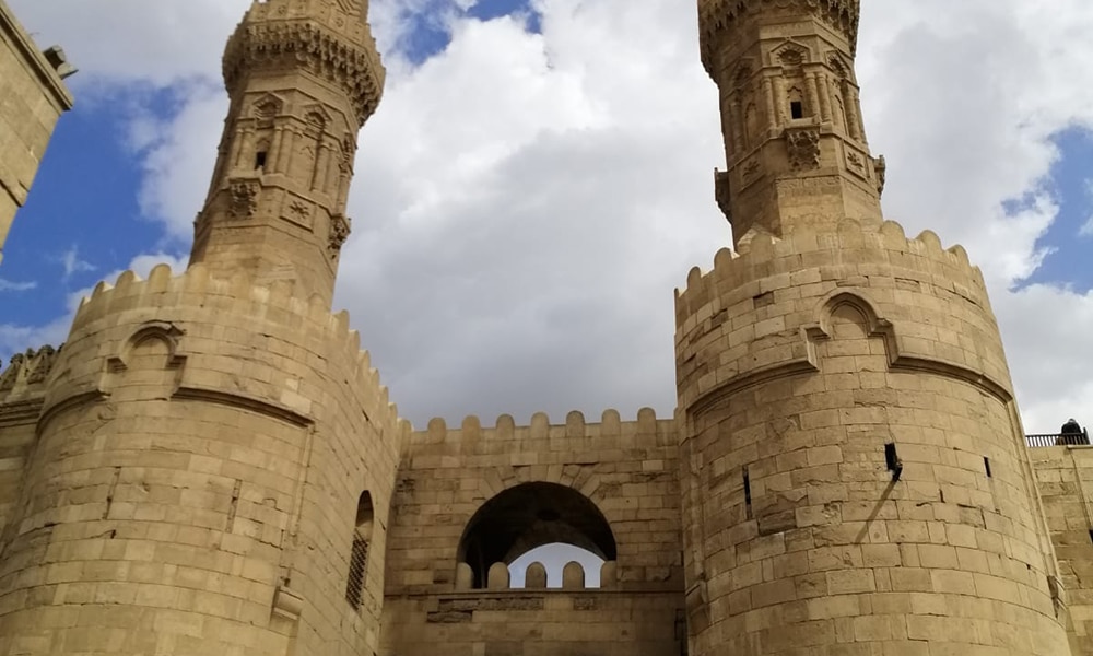 Two gigantic minarets flank the ancient gate of Bab Zuweila.--KUNA photos