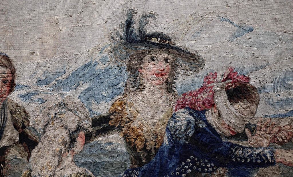 Picture shows a detail of the tapestry entitled 'La Gallina Ciega' (Blind Man's Bluff) made in 1789 by Francisco de Goya, exhibited at the Galeria de las Colecciones Reales.