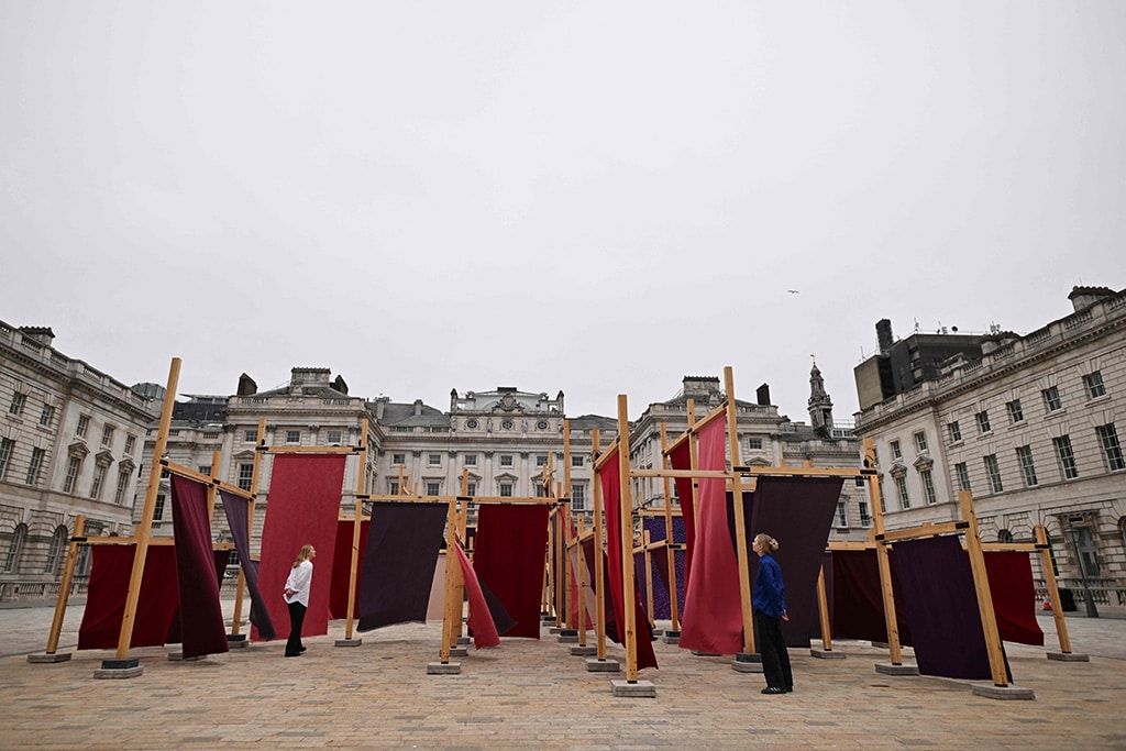 Visitors look at Malta installation during the press preview of the London Design Biennale 2023 at Somerset House, central London.--AFP photos