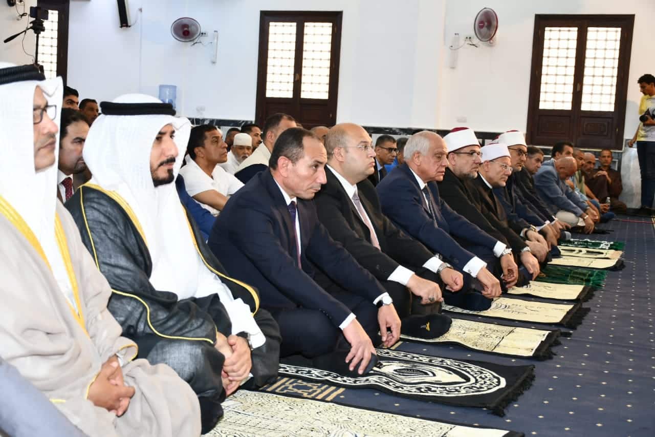 Officials perform Friday prayers at the Kuwait Mosque in Egypt. — KUNA photos