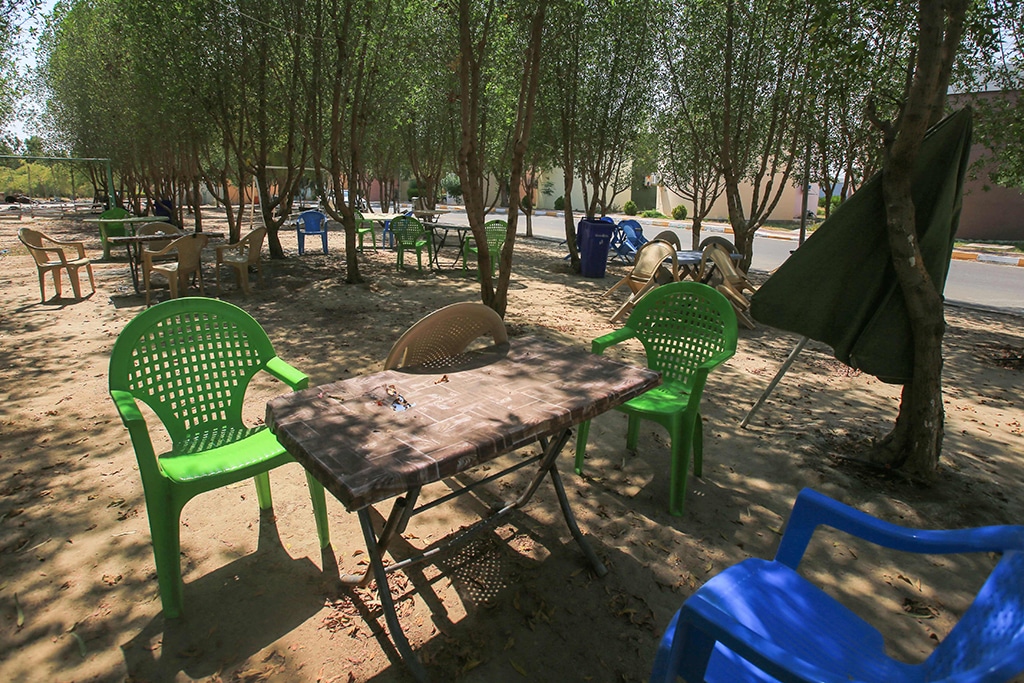 A picture shows empty tourist facilities by the Habbaniyah lake affected by severe drought in Iraq's Anbar province.
